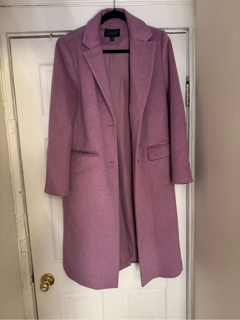 Ann Taylor Long Coat in Purple Size L